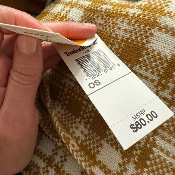 NWT Timberland Gold/White Acrylic Scarf OSFA - Picture 5 of 8